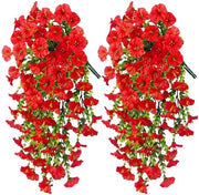 Fiori artificiali per esterno, petunie rosse, fiori, piante artificiali, rampicanti cadenti, fiori pendenti per matrimonio, giardino, muro, balcone, 75 cm