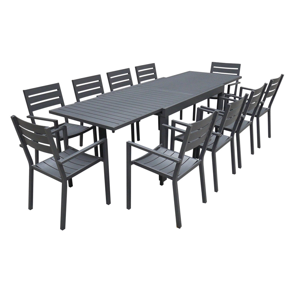 Set di mobili da giardino allungabili VENEZIA 132/264 in alluminio antracite - 10 posti a sedere
