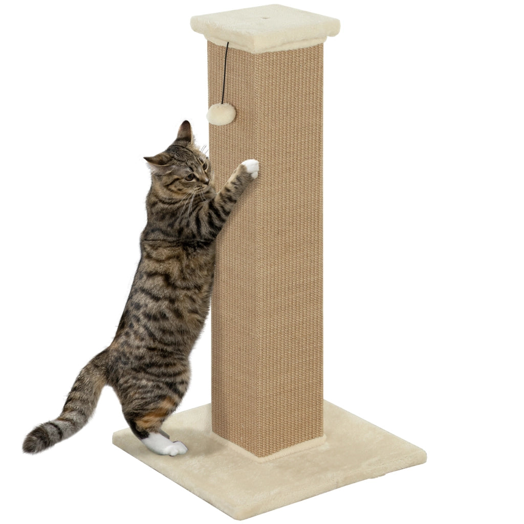 Tiragraffi per Gatti con Palo e Palla ¨C Minimal ¨C 41x41x81 Beige