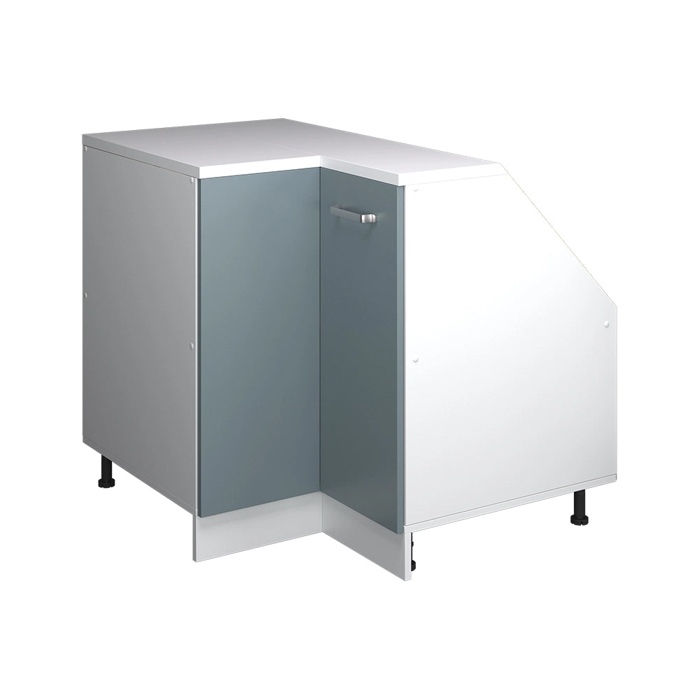 Mobile sottotetto Mobile angolare Rion Grigio-blu/Bianco 75.6 x 83.8 cm con 1 porta, carcassa dell’armadio profondità 60 cm Vicco