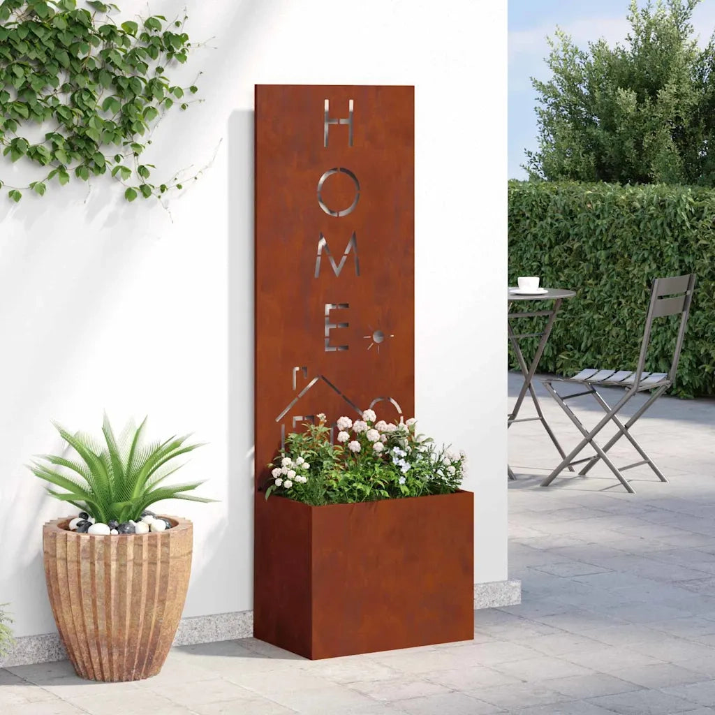 vidaXL Vaso da Giardino con Pannello Decorativo Ruggine 50 x 140 cm
