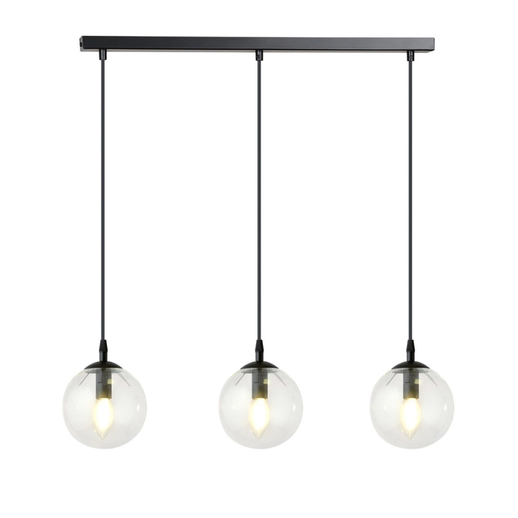 Lampada a sospensione Cosmo in acciaio nero e vetro