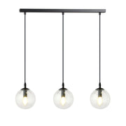 Lampada a sospensione Cosmo in acciaio nero e vetro