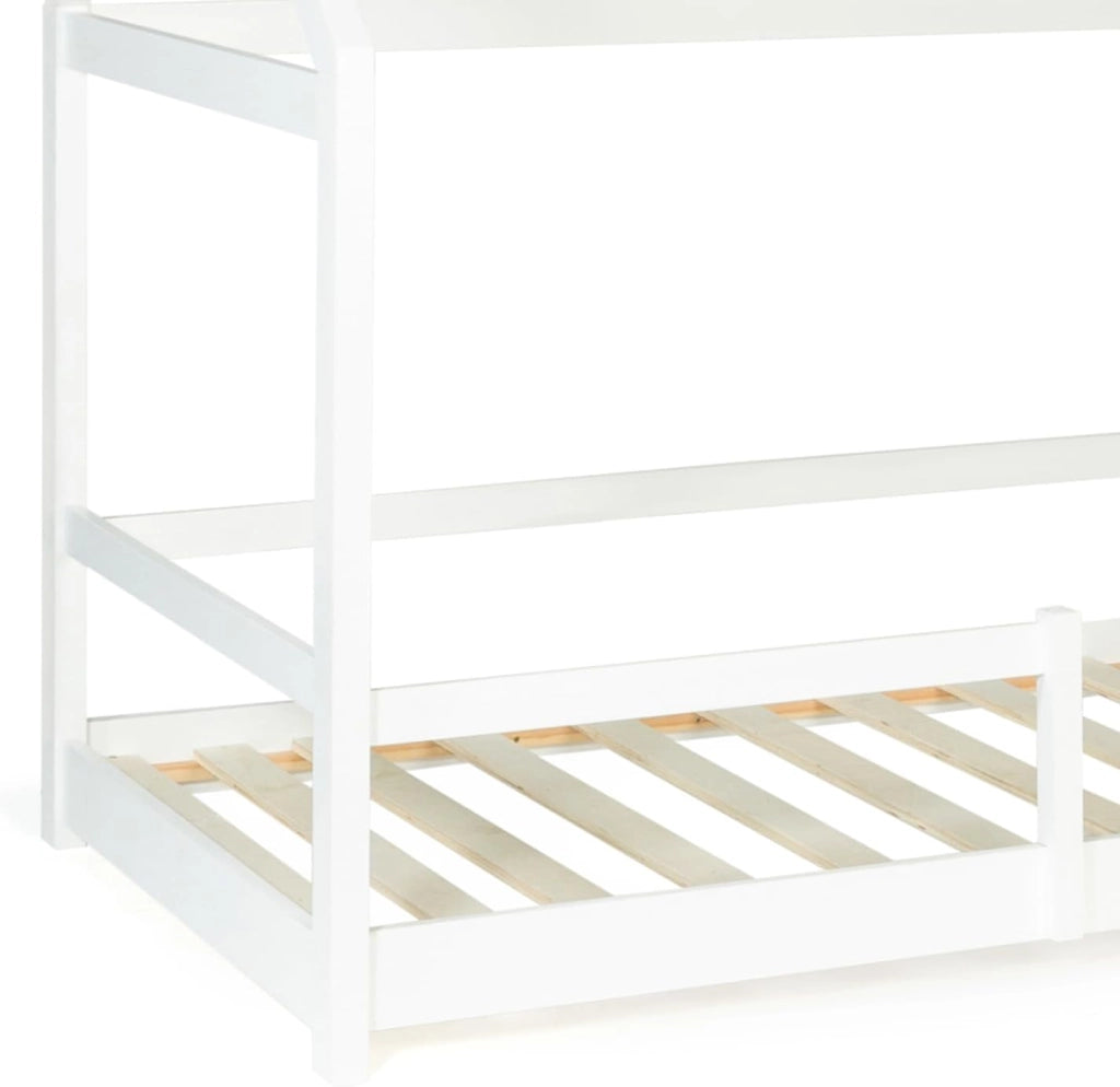 Letto a capanna per bambini NESSI 90 x 190 cm, bianco, con rete a doghe e sponde