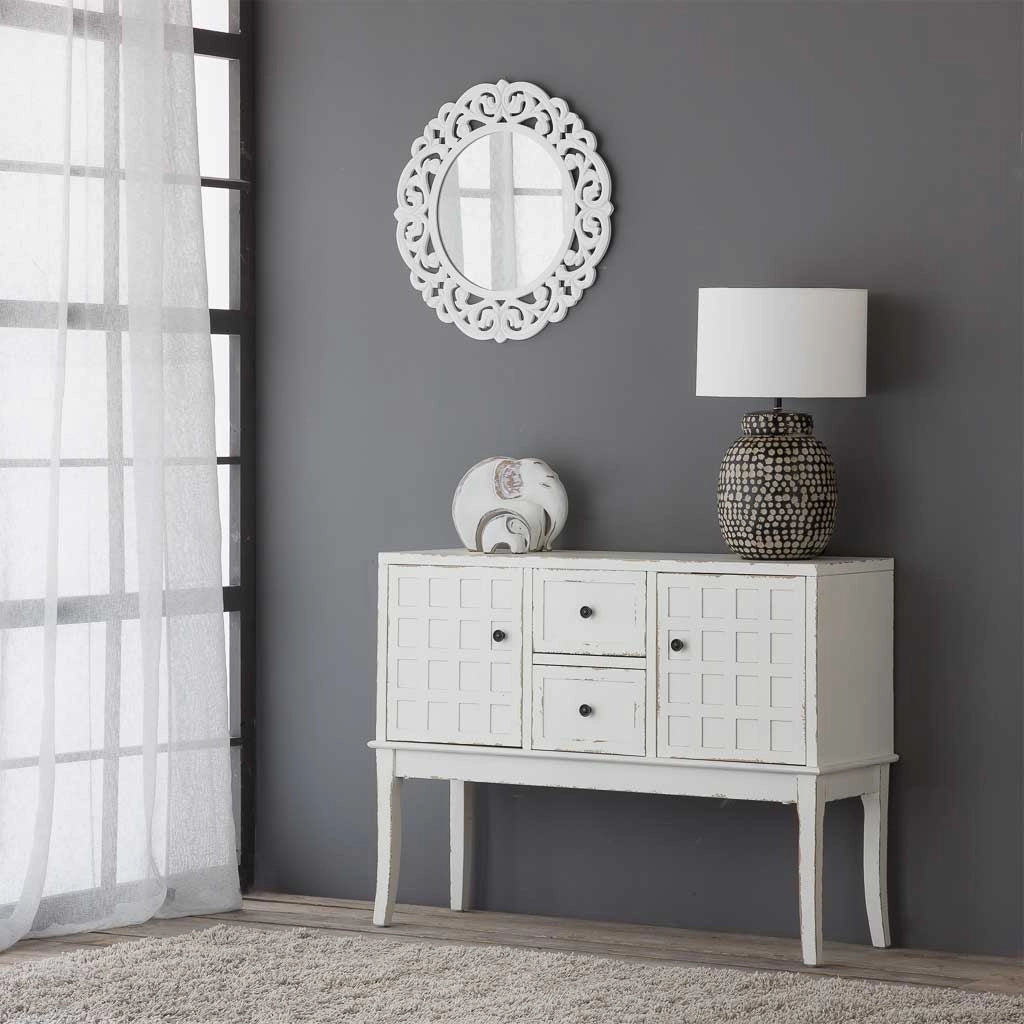 Mobile da ingresso in legno bianco 108x36x82h