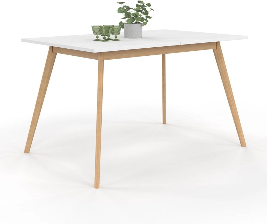 Tavolo rettangolare allungabile scandinavo per 4-8 persone INGA, bianco 110-150 cm