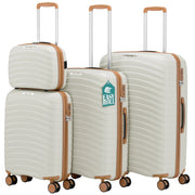 Set 4 Valigie Trolley Rigide con Beauty Case Resistente a Urti in Polipropilene Bianco Perla