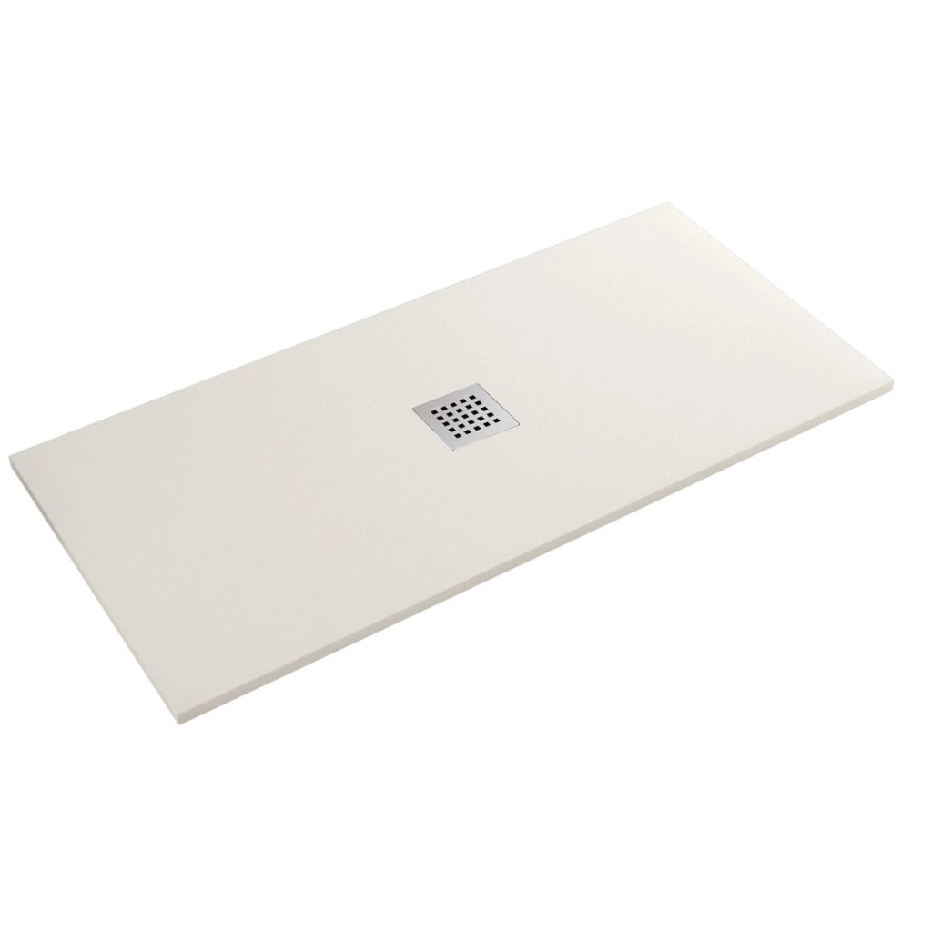 Piatto doccia in marmo resina effetto pietra con foro centrale crema chic, misura 75x140