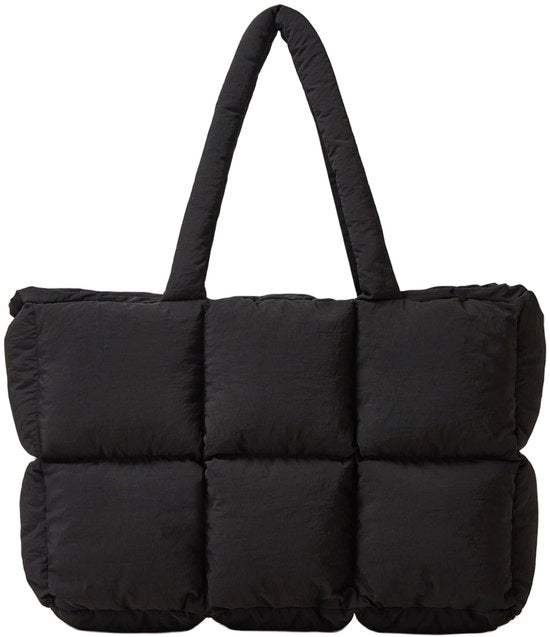 Borsa Puff Tote per donne, imbottita, cuscino morbido, borsa imbottita con riempimento di pelliccia, grande borsa invernale, borsa a tracolla (nero, 6 reticoli)