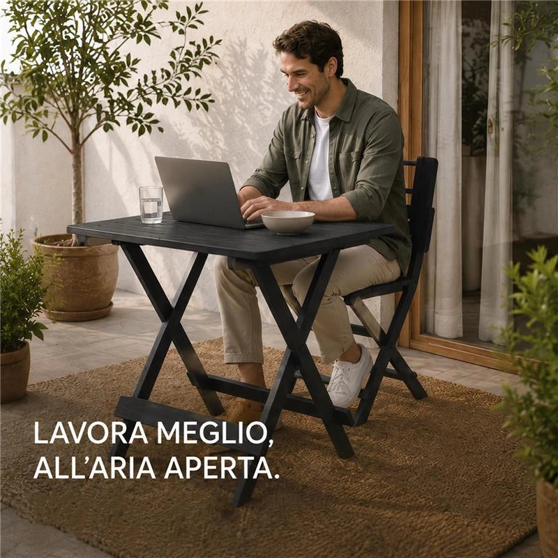 TAVOLO TEVERE PIEGHEVOLE DA ESTERNO 79X72CM IN COLORE ANTRACITE