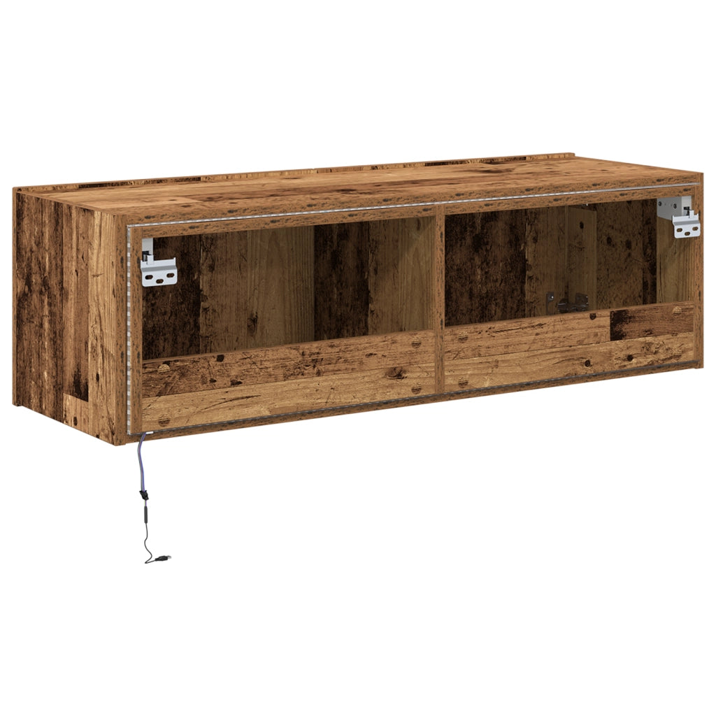 Mobile da TV  con luci LED in legno vecchio 100x35x31 cm