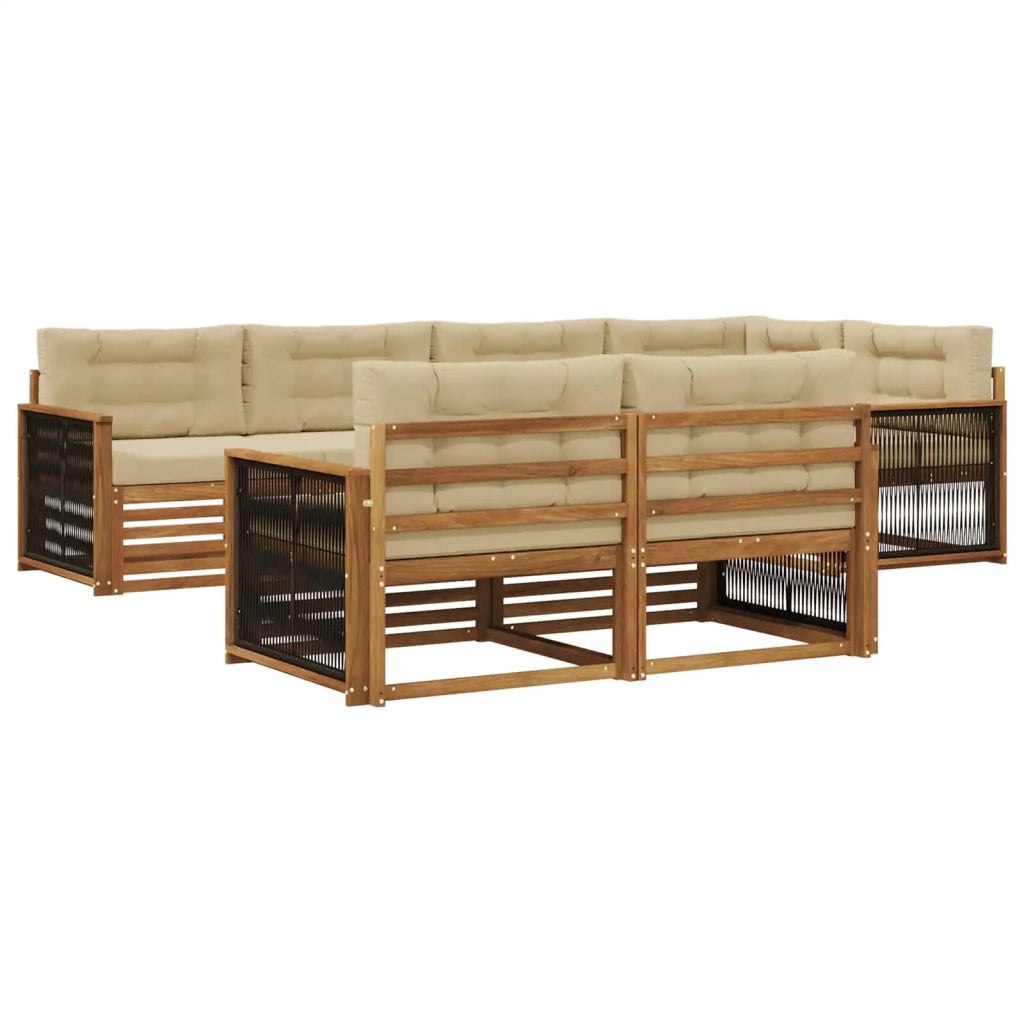 Set di divani da esterno 7 pz Naturale e Beige 3383476