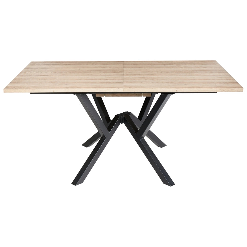 Tavolo da pranzo allungabile 160/200 x 90 cm marrone chiaro con piano in MDF e gambe in metallo in stile industriale moderno