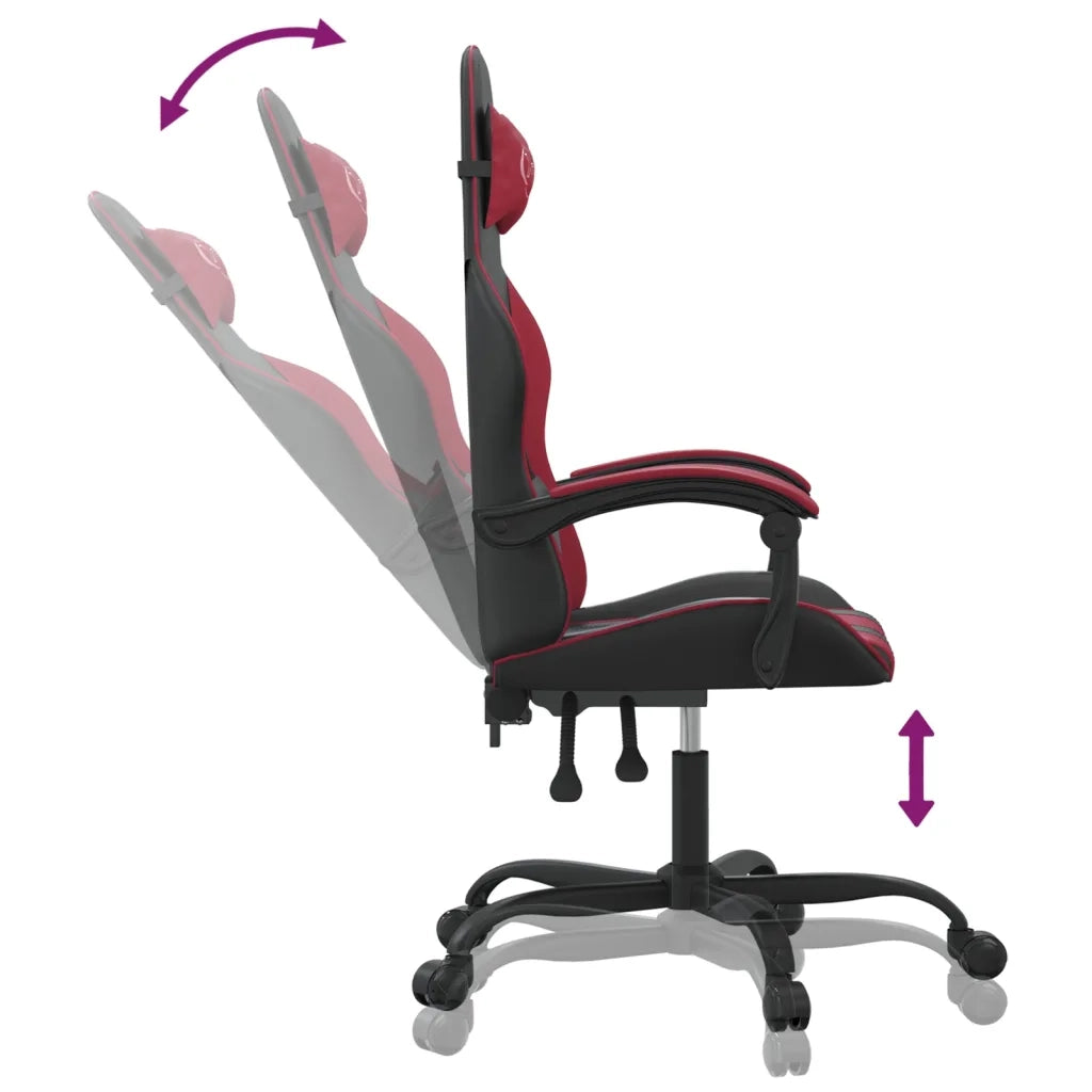 Sedia da Gaming Girevole Nero e Rosso Vino in Similpelle cod mxl 65041