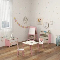 Lavagna per Bambini con Cavalletto 3 in 1 e 2 Contenitori, Età 3-8 anni, 54x46.5x93cm, Rosa