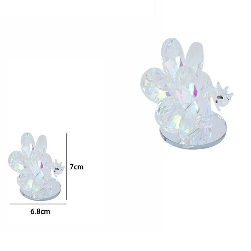 Trade Shop - Pavone Cristallo Bomboniera Regalo Decorazione Vetro Battesimo Matrimonio 7 Cm -
