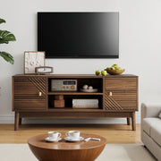 Mobile porta TV con 2 ante e vani aperti, passacavi, per soggiorno e camera da letto, in MDF, noce 110 × 40 × 48 cm
