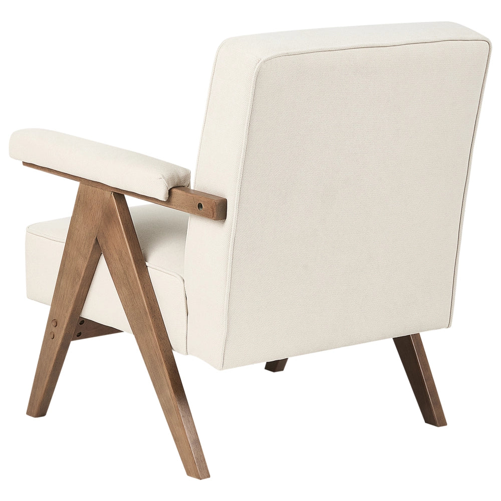 Poltrona Beige Tessuto poliestere Rivestimenti Design retrò Struttura in legno Braccioli Soggiorno