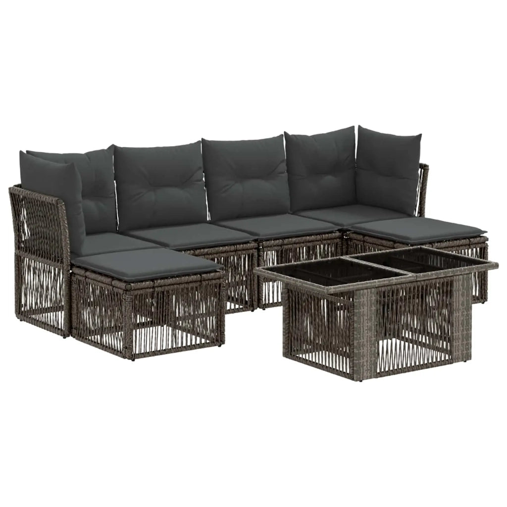 Set Divano da Giardino 7 pz Grigio polyrattan 3436508
