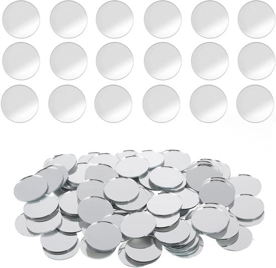 Kit di specchi per decorazione - 120 pezzi - 25 cm - adesivo - acrilico - mini - specchi cerchiati - decorazione - artigianato - glazen - specchi per parete.