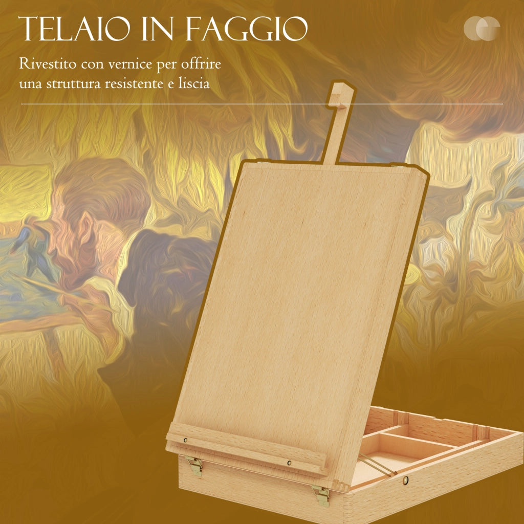 Cavalletto da Tavolo in Legno Pieghevole con Altezza e Angolazione Regolabile