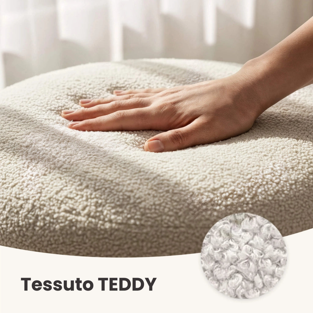 Pouf contenitore cilindrico in tessuto teddy 42 cm SNUGGO Bianco Nebbia