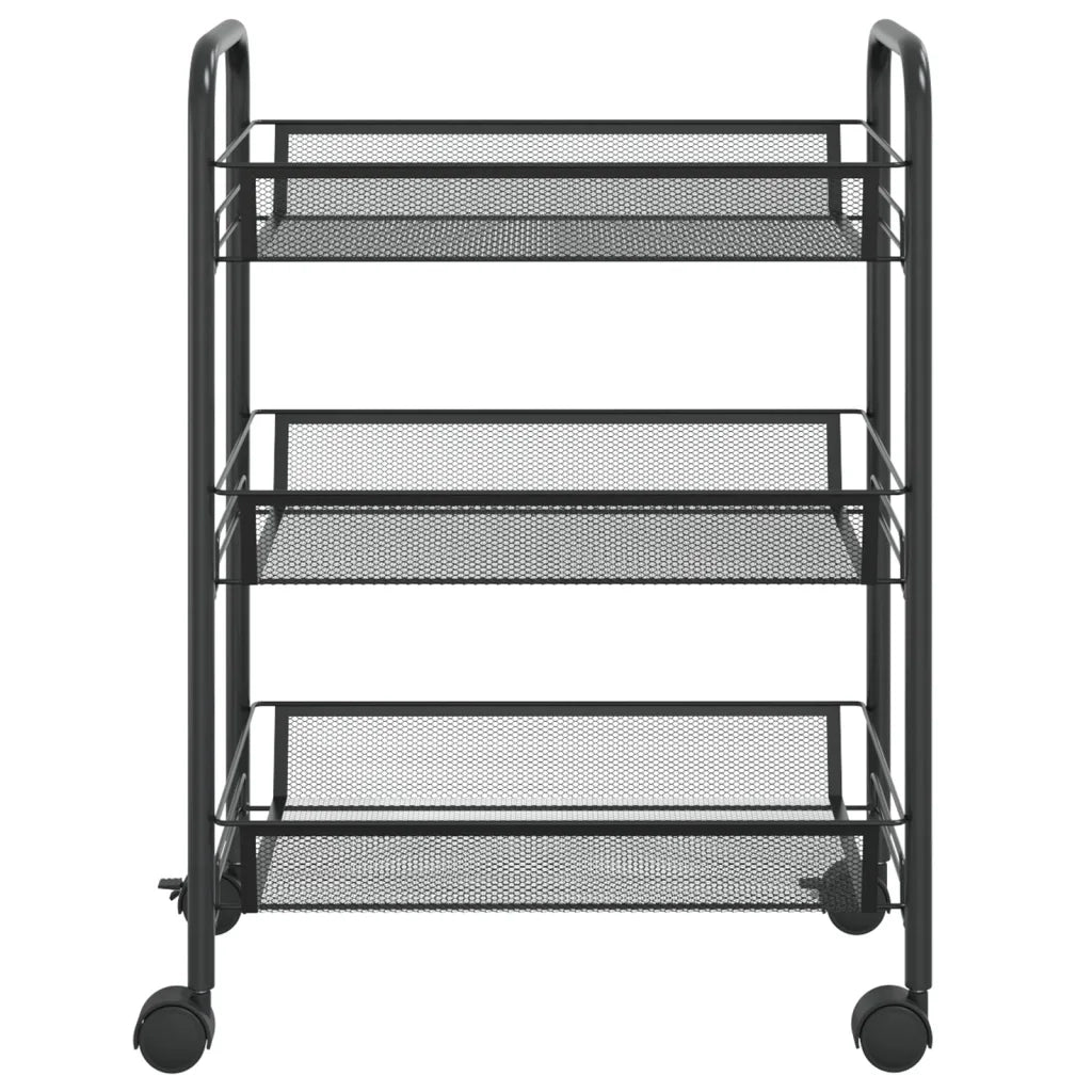 Carrello da Cucina con 3 Ripiani Nero 46x26x64 cm in Ferro CFW1170992