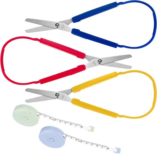 Set di forbici a anello da 3 pezzi per bambini e adulti - forbici per artigianato con anello a molla - destro e sinistro - terapia e nastro incluso