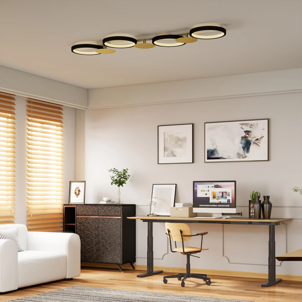 Lampada a LED da soffitto 38W 1500LM 3000K-6500K ¨C zephmum ¨C Nero+Oro
