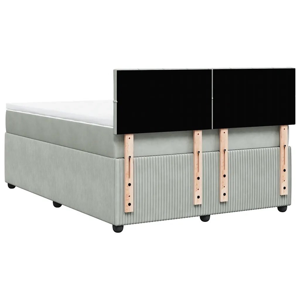 Giroletto a Molle con Materasso Grigio Chiaro 140x190cm Velluto