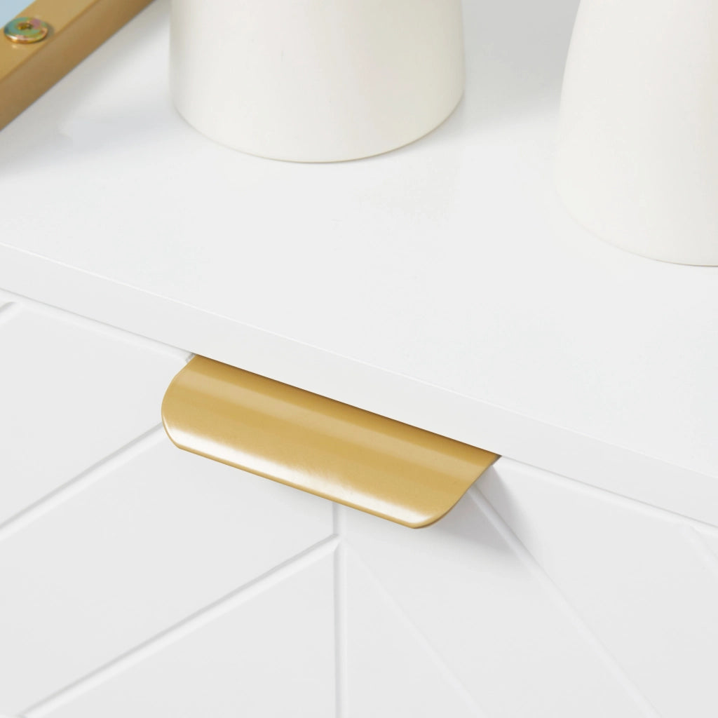 Mobile Bagno con Cassetto, Armadietto e Ripiano ¨C zephmum ¨C Legno e Metallo, Bianco, 30x30x105cm