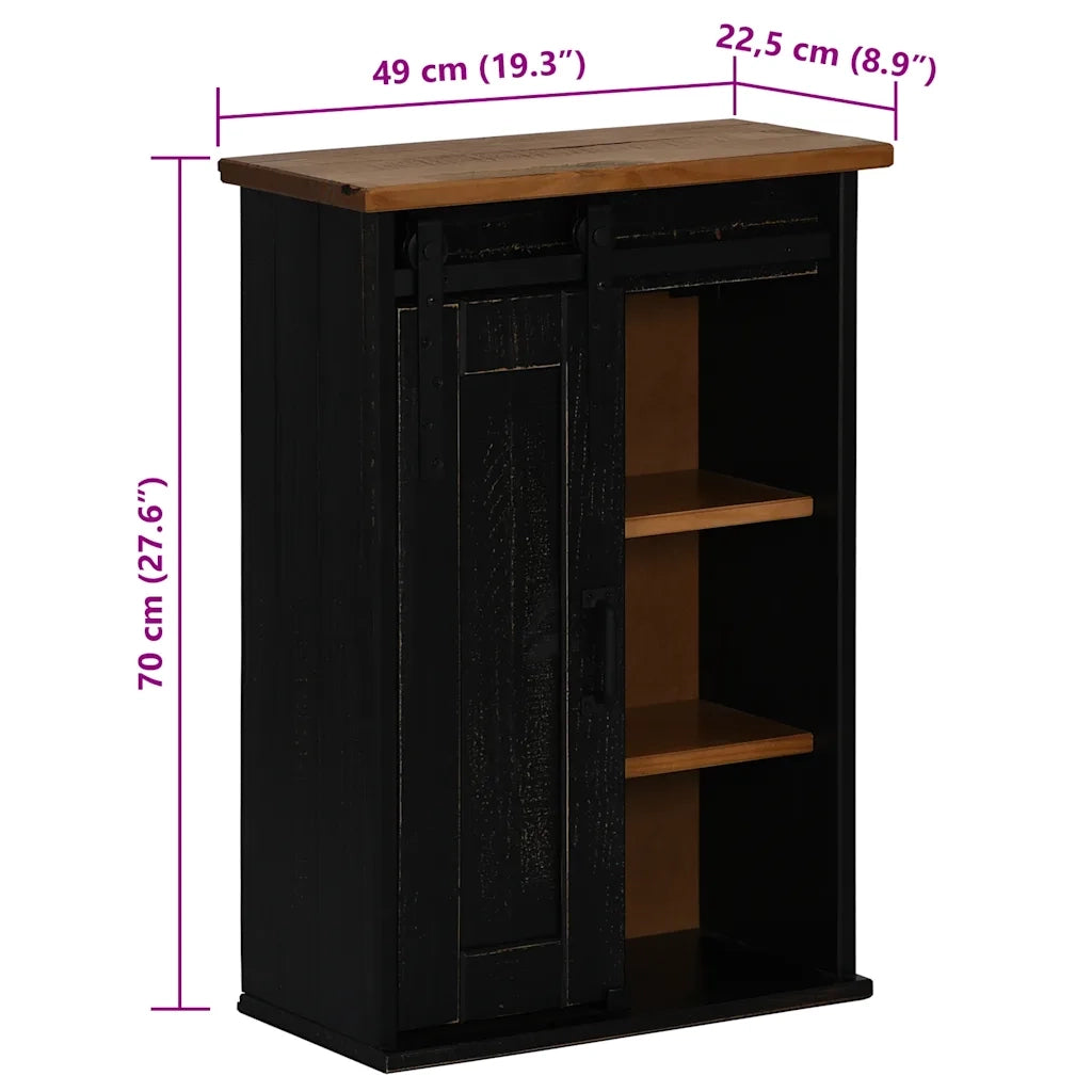 vidaXL Pensile HALDEN con Anta Scorrevole Nero 49x22,5x70 cm in Pino