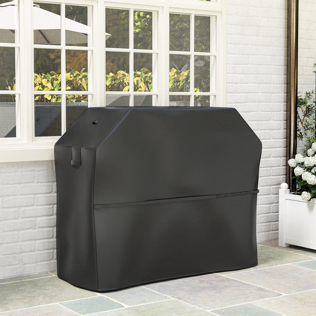 Copertura per Barbecue Rettangolare 147x61x122 cm Impermeabile e Antivento in Tessuto Oxford 600D UPF30+ Nero