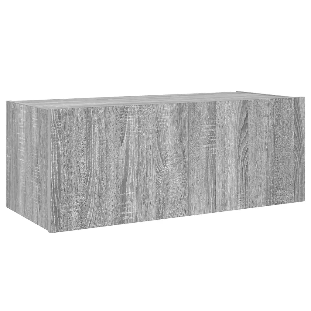 Mobile TV a Parete con Luci LED Grigio Sonoma 80x35x31 cm