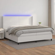 Giroletto Molle con Materasso e LED Bianco 200x200cm Similpelle cod mxl 40302