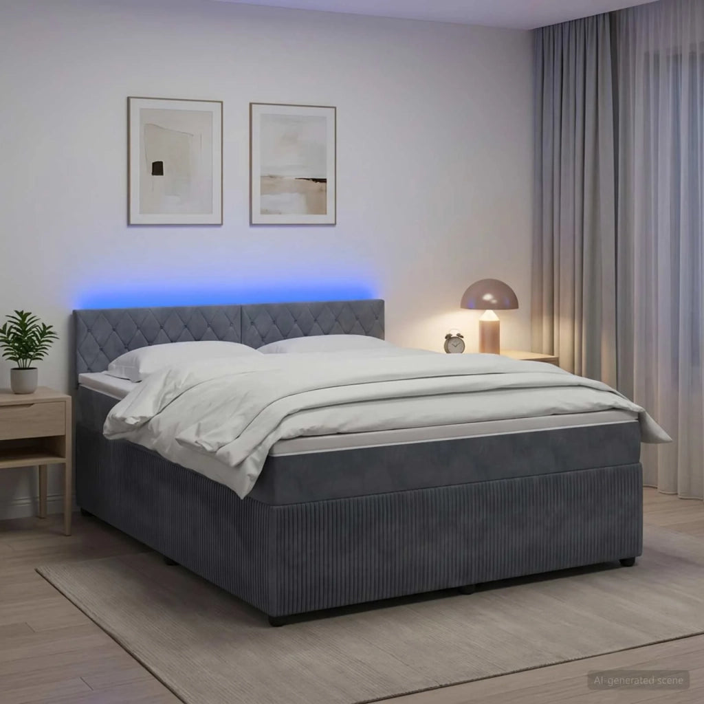 Letto box spring con materasso Grigio Scuro 160 x 200 cm 3453168