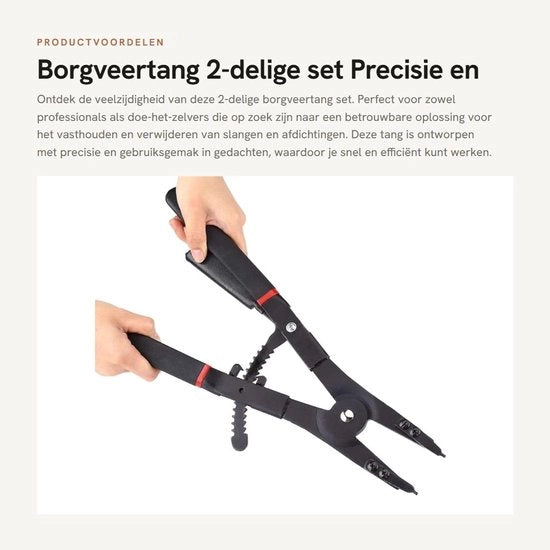 Tang da borghiglio 2 in 1 - Tang da borghiglio interno/esterno - Precisio-pick/hakset - Tang in acciaio con maniglia in PVC - Incluso 8 set di punte di ricambio - Facile da utilizzare