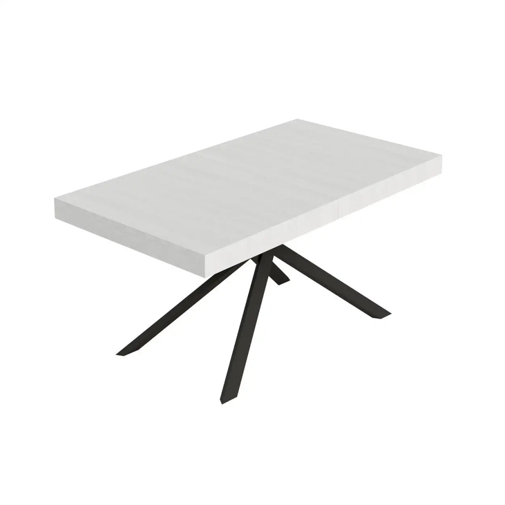 Tavolo allungabile 160/244x80 cm Niket colore bianco frassino gambe antracite
