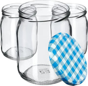 Set di 8 contenitori di conservazione 580 ml – Bicchieri di vetro con coperchio a vite Ø82 mm – Ercolierizzati per miele, verdure e frutta – Coperchio in vernice nera