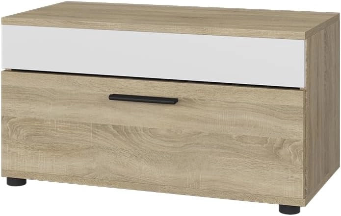 Mobile da soggiorno Berno, Nero/antico, 70.8 x 38.9 cm con porta a battente, adatto per riporre libri e raccoglitori