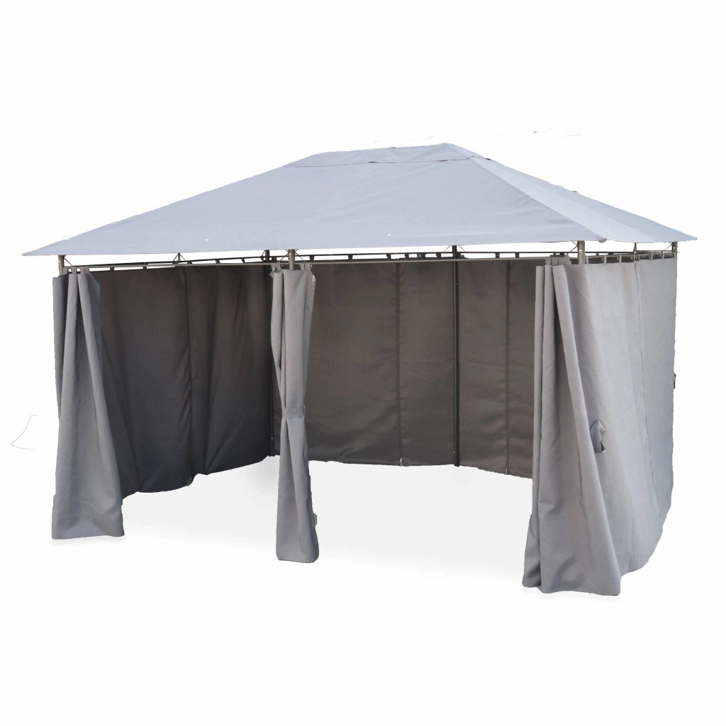 Gazebo da giardino 3x4m struttura in alluminio con tende scorrevoli,