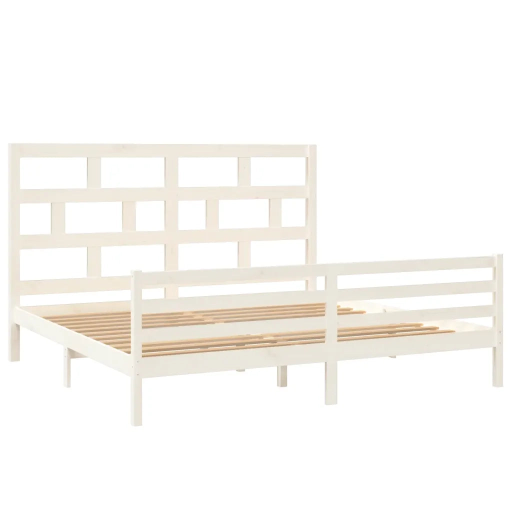 Giroletto-Struttura Letto Bianco in Legno Massello di Pino 200x200 cm 796292