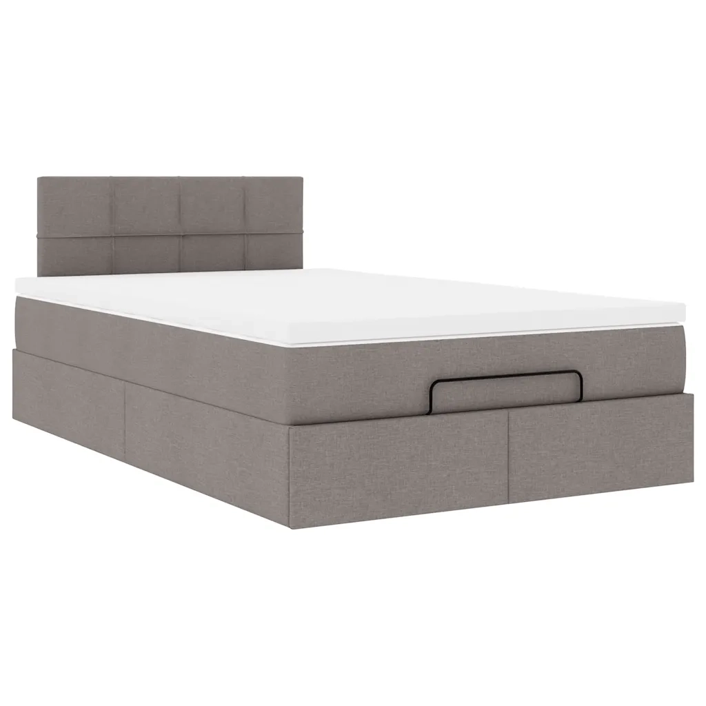 vidaXL Struttura Letto Pouf con Materasso Tortora 120x190 cm Tessuto