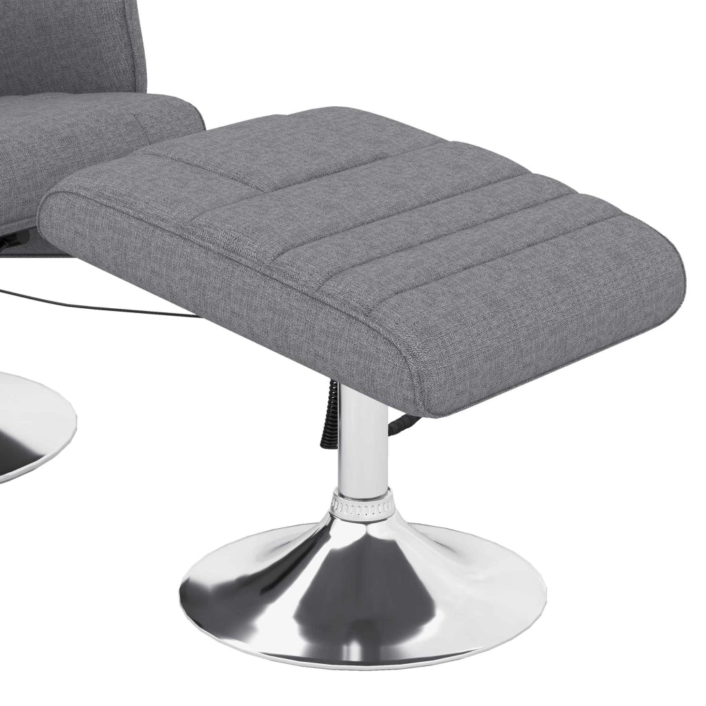 Poltrona Massaggiante e Reclinabile con Poggiapiedi 78x90x93 cm in Tessuto Effetto Lino Grigio Scuro