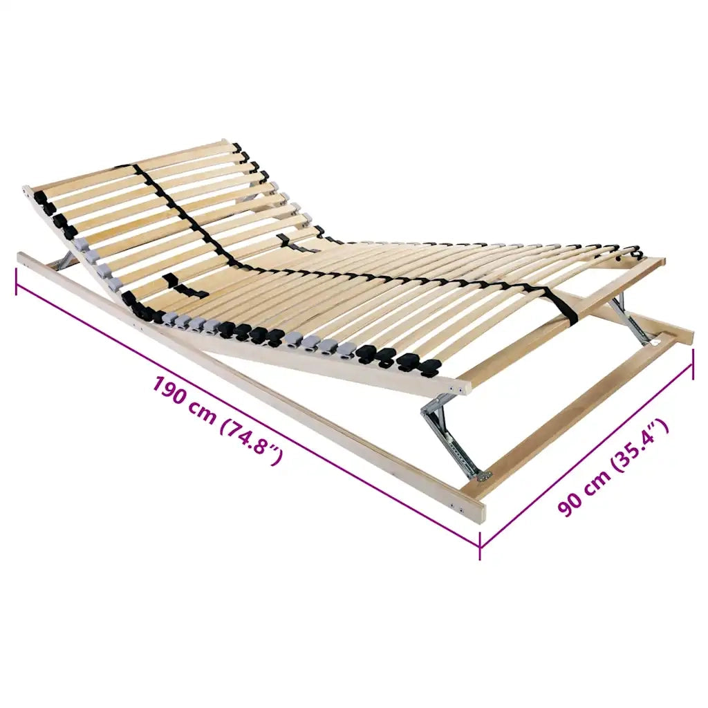 vidaXL Base a doghe Marrone 90 x 190 cm Legno massello di faggio