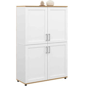 IDMarket - Tablero alto de 2 puertas VITO blanco y efecto haya H. 125 cm