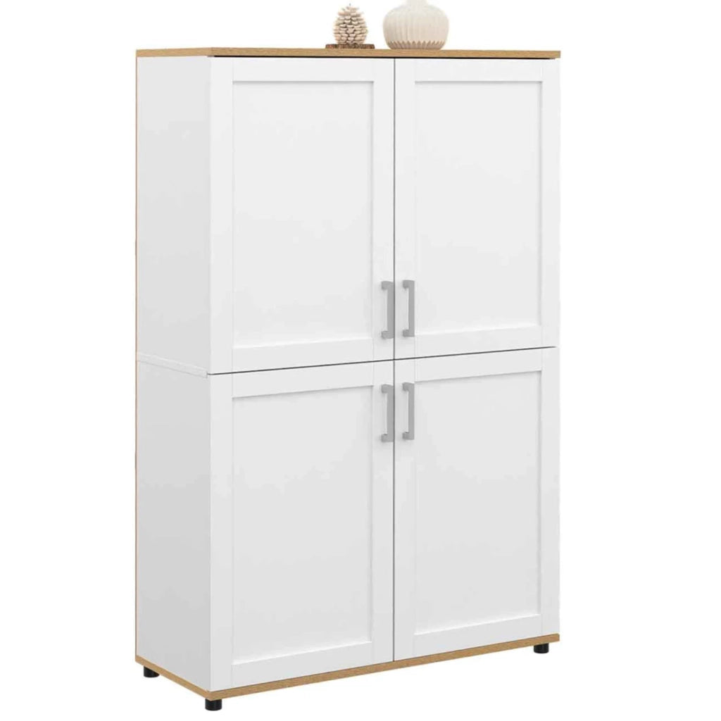 IDMarket - Tablero alto de 2 puertas VITO blanco y efecto haya H. 125 cm