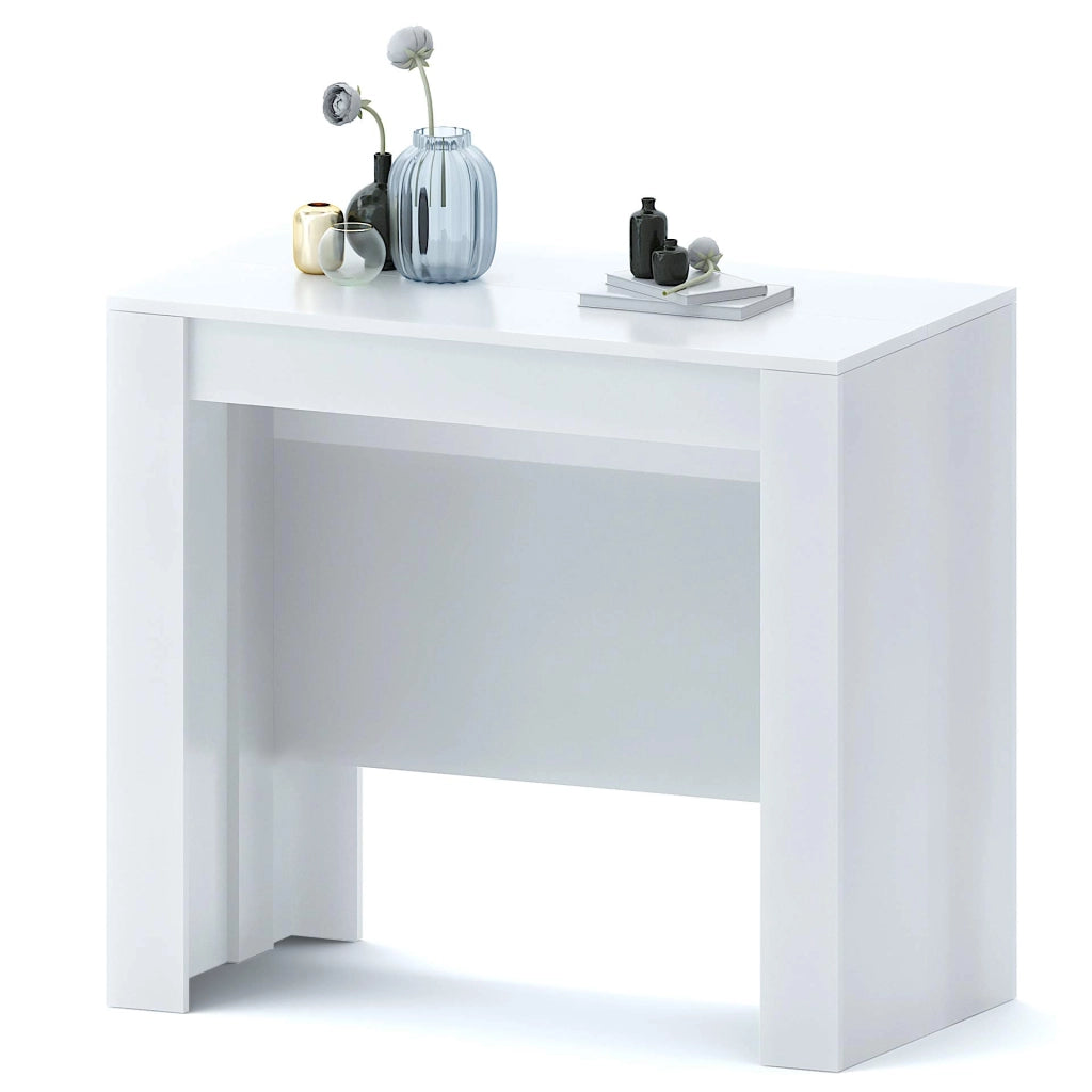 Tavolo Consolle Allungabile Oslo Plus Fino A 3 Metri, Tavolo 14 Posti Salvaspazio Multiposizione, Design Moderno Ed Elegante, Consolle per Casa E Ufficio, 78 x 51 x 90 cm, Colore Bianco Lucido