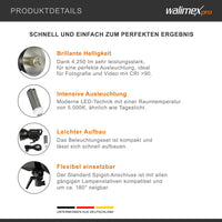 Luce LED fotografia, temperatura 5000K, CRI 90+, potenza 35 W, incl. custodia e riflettore, per studio fotografico foto e video