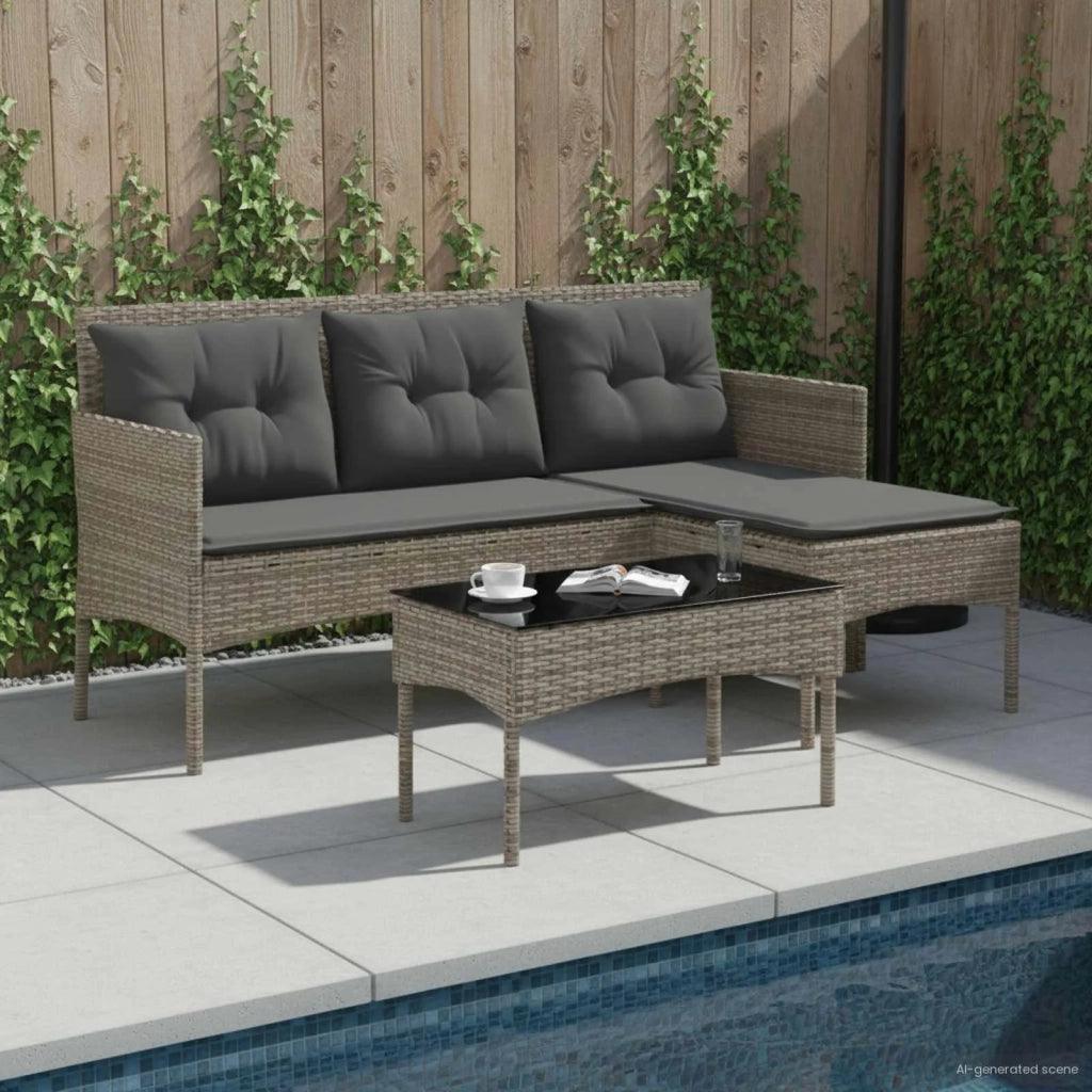 Set Divano da Giardino con cuscino 2 pz | Set Salotto da Giardino polyrattan